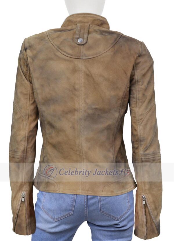 Black Rub Brown Suede Leather Jacket for Women