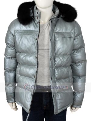 Daniel Hooded Puffy Style Leather Jacket With Real Fur Trim