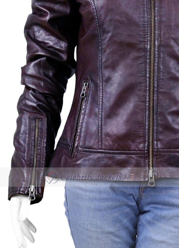 Dark Purple Vax Leather Jacket for Women