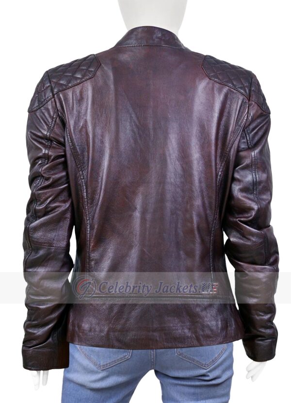 Dark Purple Vax Leather Jacket for Women