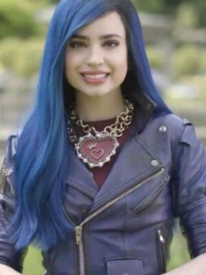 Descendants 3 Evie Purple Motorcycle Real Leather Jacket