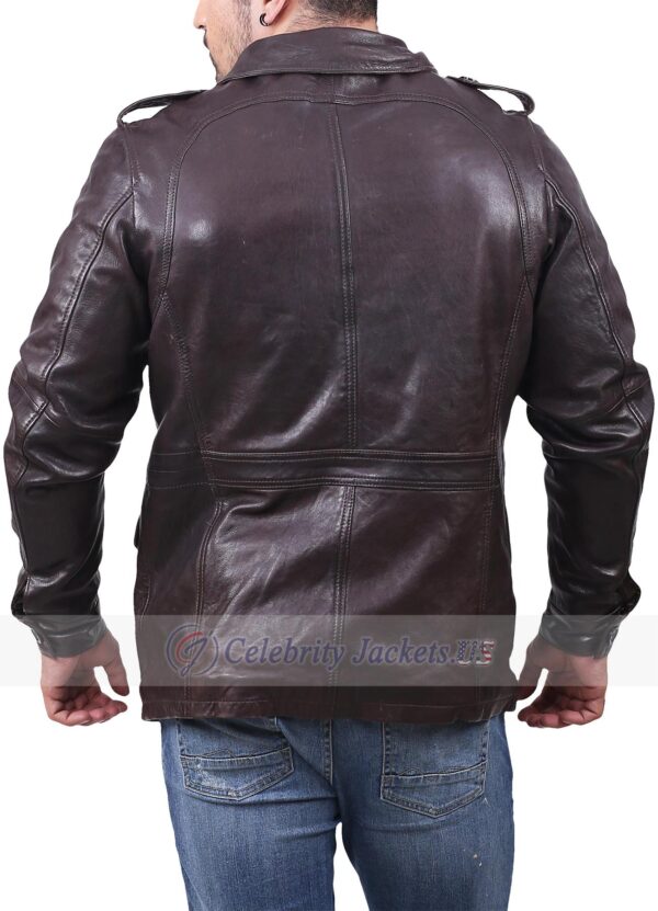 Fashion Leather Jacket With Four Front Pockets And Flap