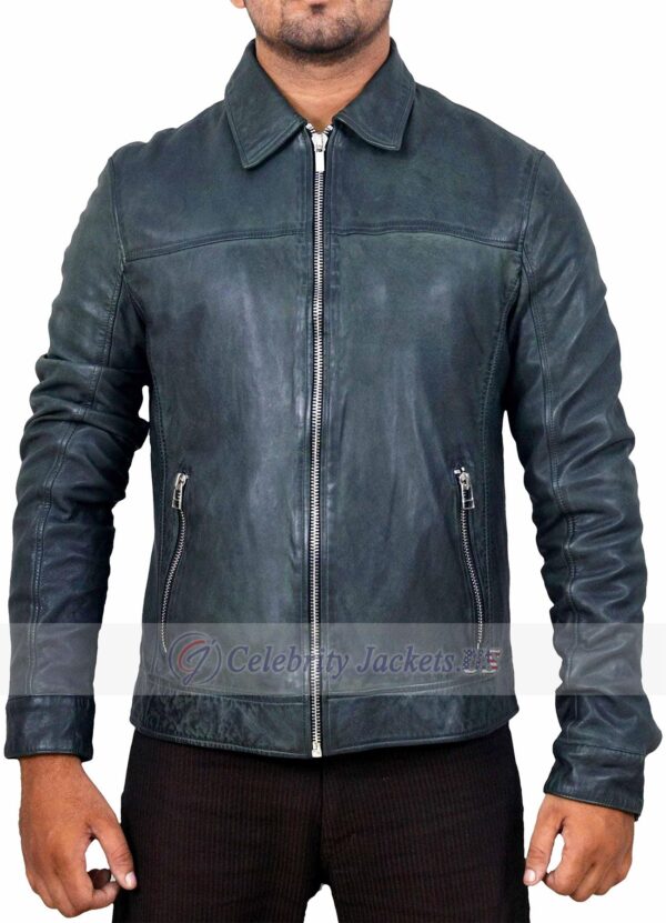 George Shirt Collar Leather Jacket