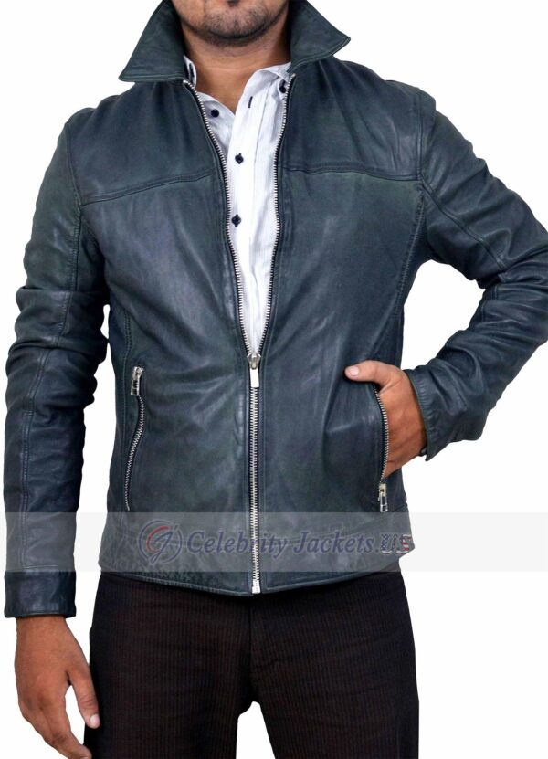 George Shirt Collar Leather Jacket