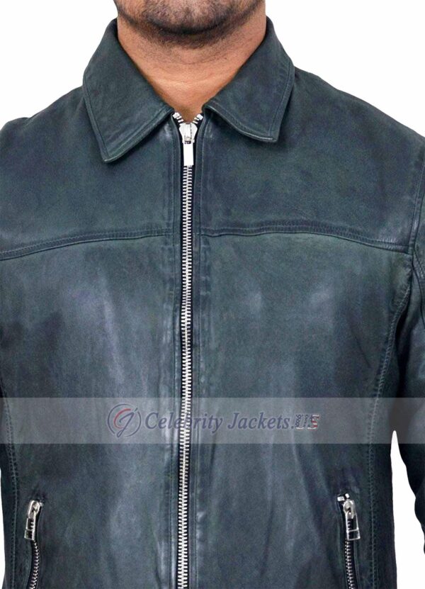 George Shirt Collar Leather Jacket