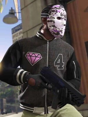 GTA 6 Panther Letterman Leather Jacket