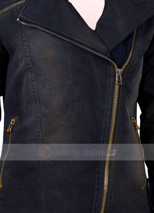 Judith Golden Zipper Cotton Denim Biker Jacket