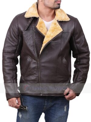 Men Faux Shearling Bomber Jacket