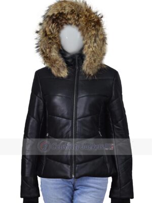 Quilted Female Jacket with Faux Fur Hoodie