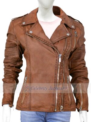 Sandra Cognac Biker Jacket