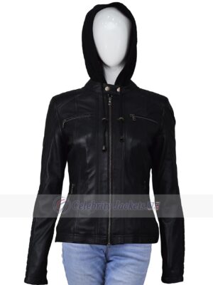 Susan Women Hooded Black Fashion Leather Jackets