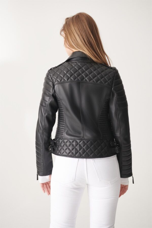 Black Biker Leather Jacket for Women